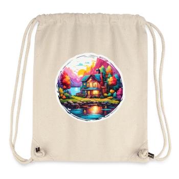 Lakeside House / Cabin / Lake / Mountains / Nature /Forest - Stanley/Stella Recycled Gym Bag - natural - Front