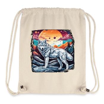 Loup / Meute / Forêt / Sauvage / Faune / Hurlement - Sac à cordon recyclé Stanley/Stella - blanc naturel - Devant