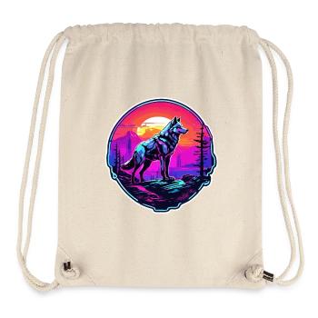 Loup / Meute / Forêt / Sauvage / Faune / Hurlement - Sac à cordon recyclé Stanley/Stella - blanc naturel - Devant