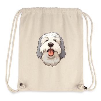 Alter englischer Schäferhund Hunderasse Aquarell-Karikatur - Stanley/Stella recycelter Gym Bag - Naturweiß - Vorne