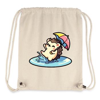 Hedgehog Puddle Party: The Rainy Day Reveler - Stanley/Stella Recycled Gym Bag - natural - Front