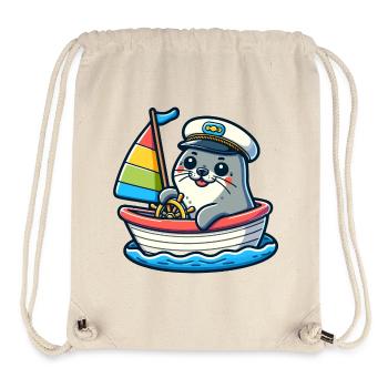 Segelrobbe: Der nautische Seefahrer - Stanley/Stella recycelter Gym Bag - Naturweiß - Vorne