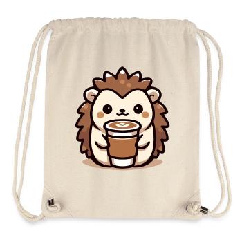 Coffee-Loving Hedgehog - Stanley/Stella Recycled Gym Bag - natural - Front