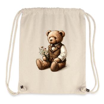 Vintage-Teddy mit Blumen: Ein Hauch von Nostalgie - Stanley/Stella recycelter Gym Bag - Naturweiß - Vorne