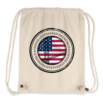 Brückenskizze über Kreis der amerikanischen Flagge - Stanley/Stella recycelter Gym Bag - Naturweiß - Vorne