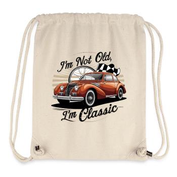 Voiture classique vintage avec texte vintage - Sac à cordon recyclé Stanley/Stella - blanc naturel - Devant