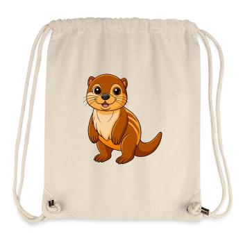 Loutre Mascotte mignonne Personnage de dessin animé Kawaii - Sac à cordon recyclé Stanley/Stella - blanc naturel - Devant