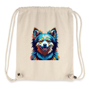 Spitz japonais chien race dessin animé coloré Kawaii - Sac à cordon recyclé Stanley/Stella - blanc naturel - Devant