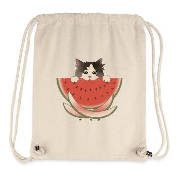 Délice de pastèque Chat - Sac à cordon recyclé Stanley/Stella - blanc naturel - Devant