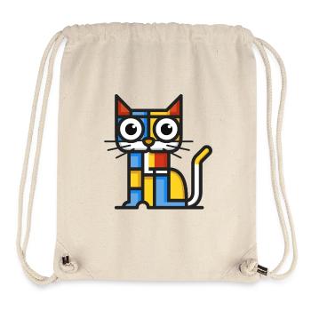 Colorful cubist illustration of a cat - Stanley/Stella Recycled Gym Bag - natural - Front