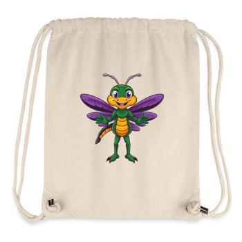libellule drôle kawaii personnage de dessin animé clipart - Sac à cordon recyclé Stanley/Stella - blanc naturel - Devant