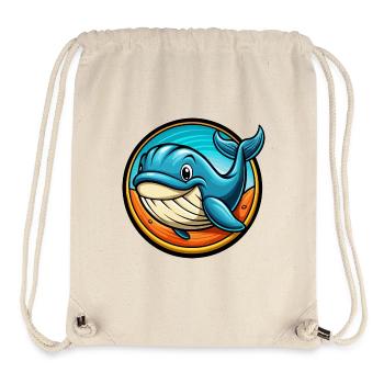 Whale Colorful Kawaii Cartoon Character Clipart - Stanley/Stella Recycled Gym Bag - natural - Front