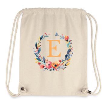 e Monogram, Couronne de fleurs, Personnalisable - Sac à cordon recyclé Stanley/Stella - blanc naturel - Devant