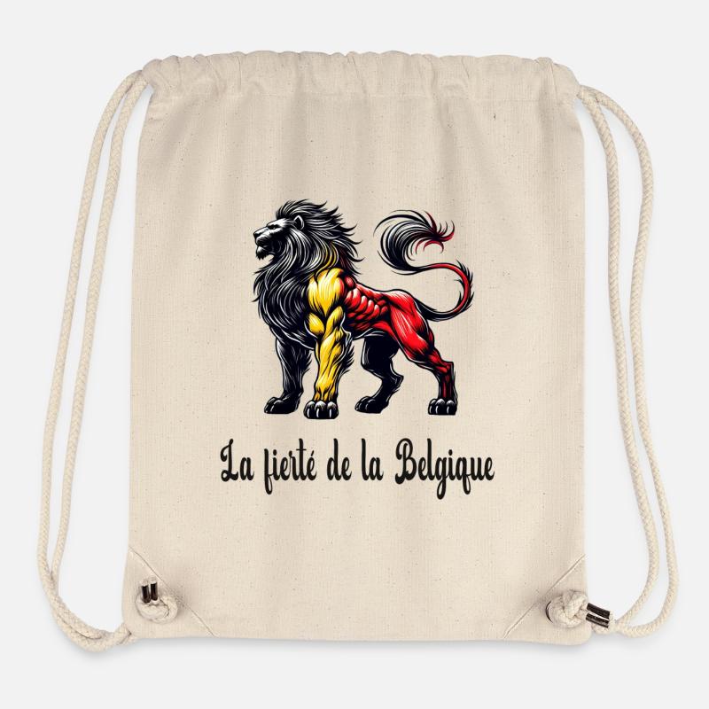 Motif du drapeau du lion de la Belgique - Sac à cordon recyclé Stanley/Stella - blanc naturel