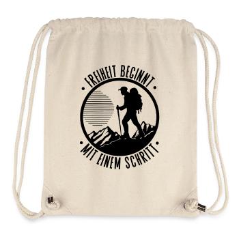 Freiheit beginnt mit einem Schritt Wandern - Stanley/Stella recycelter Gym Bag - Naturweiß - Vorne
