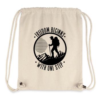 Freiheit beginnt mit einem Schritt Wandern - Stanley/Stella recycelter Gym Bag - Naturweiß - Vorne