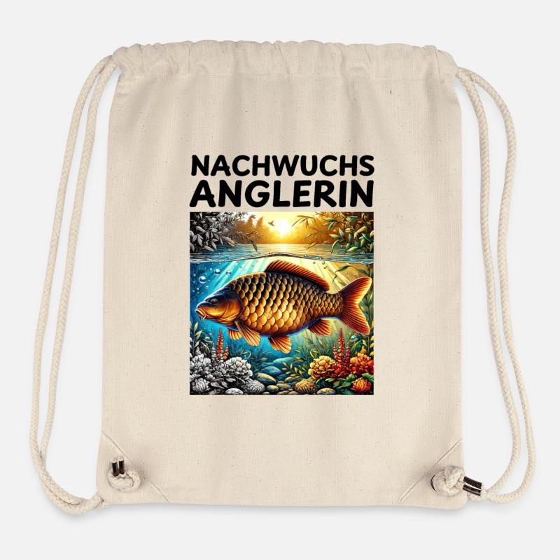 Jeune pêcheur - Motif carpe - Sac à cordon recyclé Stanley/Stella - blanc naturel