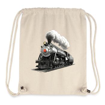 Nostalgische Dampflok - Eisenbahn Illustration - Stanley/Stella recycelter Gym Bag - Naturweiß - Vorne