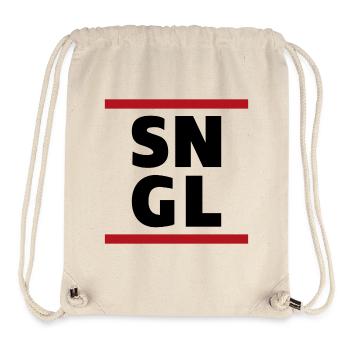 Typographie SNGL unique disant citation - Sac à cordon recyclé Stanley/Stella - blanc naturel - Devant