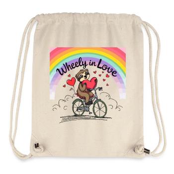 Adorable paresseux sur vélo avec cœur et arc-en-ciel - Sac à cordon recyclé Stanley/Stella - blanc naturel - Devant