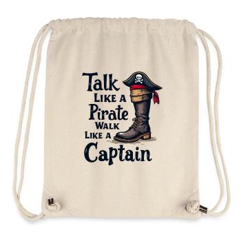 Parler comme un pirate, marcher comme un capitaine - Sac à cordon recyclé Stanley/Stella - blanc naturel - Devant