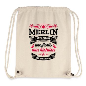 MERLIN UN NOM UNE FIERTÉ AUCUN RIVAL - Sac à cordon recyclé Stanley/Stella - blanc naturel - Devant