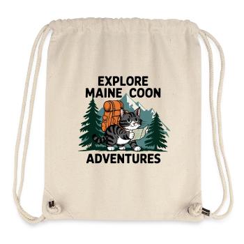 Explorer Maine Coon Adventure Imprimer - Sac à cordon recyclé Stanley/Stella - blanc naturel - Devant
