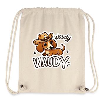 Teckel en tant que partenaire de cow-boy Haudy - Sac à cordon recyclé Stanley/Stella - blanc naturel - Devant