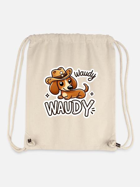 Dachshund as Cowboy Haudy Partner - Stanley/Stella Recycled Gym Bag - natural
