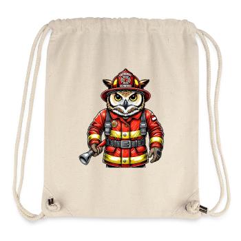 Hibou des pompiers – Le courage rencontre la sagesse - Sac à cordon recyclé Stanley/Stella - blanc naturel - Devant