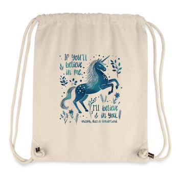Alice au pays des merveilles Citation licorne - Croyez en vous - Sac à cordon recyclé Stanley/Stella - blanc naturel - Devant