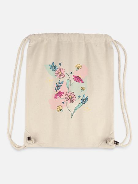 Fleurs de printemps - Sac à cordon recyclé Stanley/Stella - blanc naturel