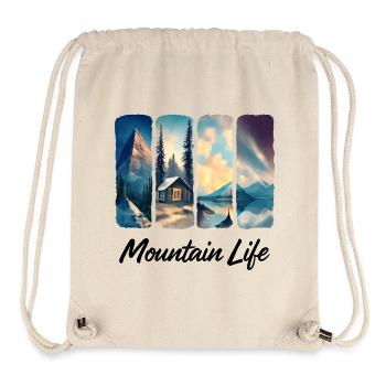 Mountain View with Forest Cabin and Lake - Stanley/Stella Recycled Gym Bag - natural - Front