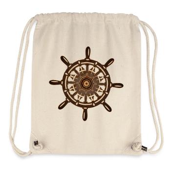 Maritimes Steuerrad –Kunstvolles nautisches Design - Stanley/Stella recycelter Gym Bag - Naturweiß - Vorne