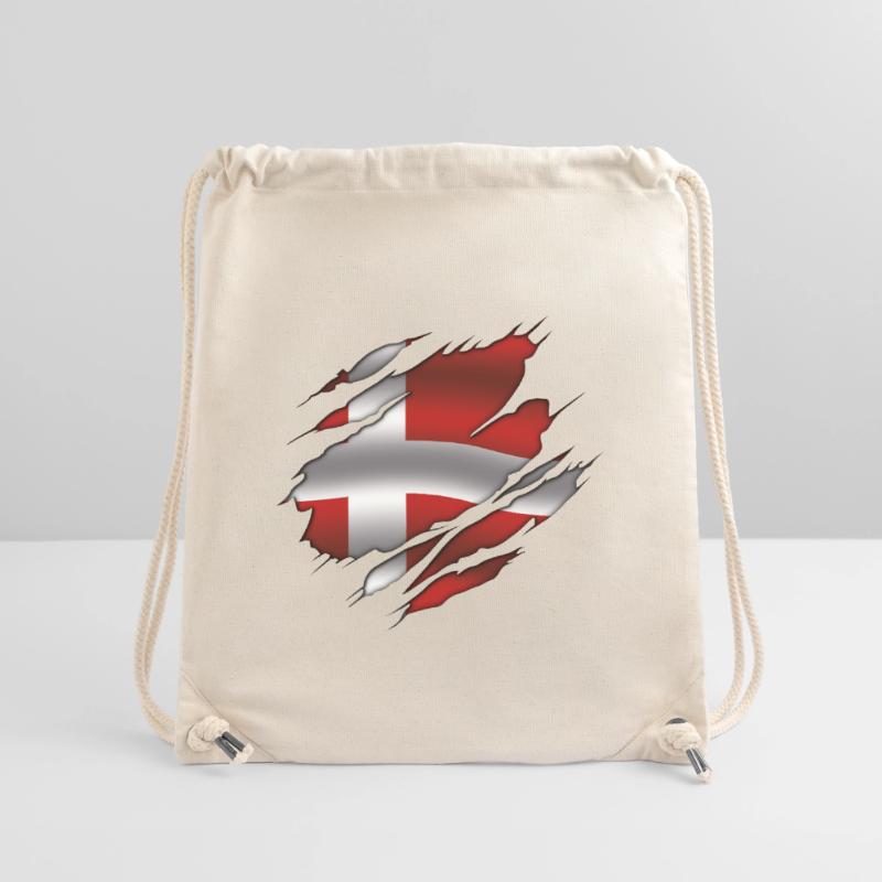 Drapeau du Danemark - Danemark - Drapeau déchiré Sac à cordon recyclé Stanley/Stella