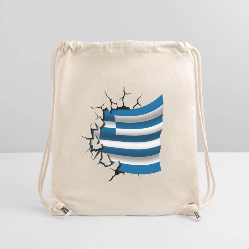 Drapeau de la Grèce - Grèce - Drapeau Broken Design Sac à cordon recyclé Stanley/Stella