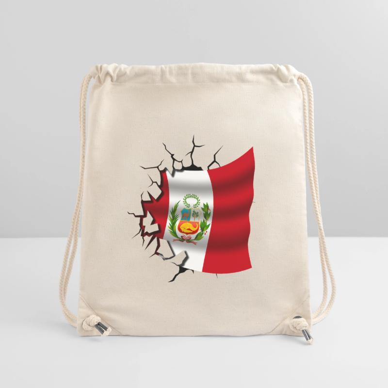 Drapeau du Pérou - Pérou - Drapeau Broken Design Sac à cordon recyclé Stanley/Stella