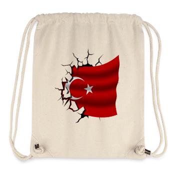 Drapeau de la Turquie - Turquie - Drapeau Broken Design - Sac à cordon recyclé Stanley/Stella - blanc naturel - Devant