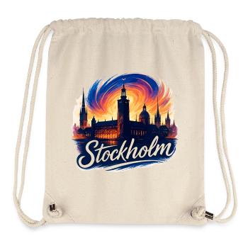 Stockholm la plus belle capitale Suède Cadeau - Sac à cordon recyclé Stanley/Stella - blanc naturel - Devant