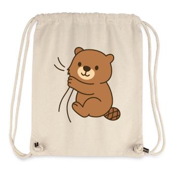 Blotti – bébé castor - Sac à cordon recyclé Stanley/Stella - blanc naturel - Devant