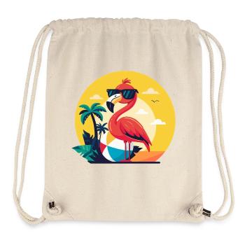 Flamingo, beach ball and palm trees - Stanley/Stella Recycled Gym Bag - natural - Front
