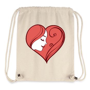 Illustration de coeur avec un visage féminin rêveur - Sac à cordon recyclé Stanley/Stella - blanc naturel - Devant