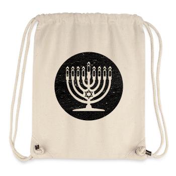 Hanukkah Menorah Candlestick in Black Circle - Stanley/Stella Recycled Gym Bag - natural - Front