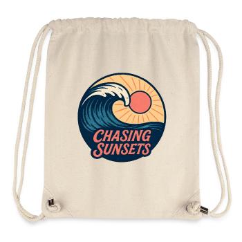 À la poursuite des couchers de soleil Rétro Surf Design Vintage Sun - Sac à cordon recyclé Stanley/Stella - blanc naturel - Devant