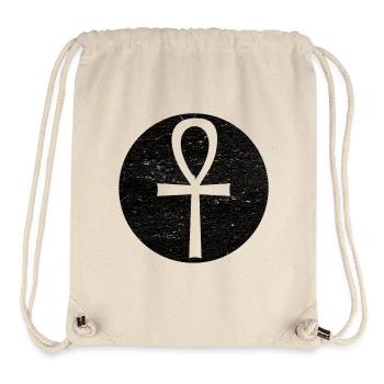 Croix égyptienne Ankh dans cercle noir - Sac à cordon recyclé Stanley/Stella - blanc naturel - Devant