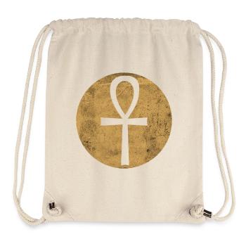 Croix égyptienne Ankh dans cercle doré - Sac à cordon recyclé Stanley/Stella - blanc naturel - Devant