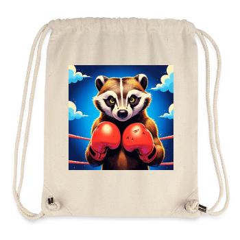Boxing Raccoon Illustration - Stanley/Stella Recycled Gym Bag - natural - Front