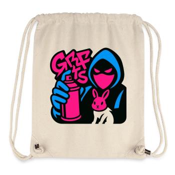 Graffiti Rabbit blue/pink - Stanley/Stella recycelter Gym Bag - Naturweiß - Vorne