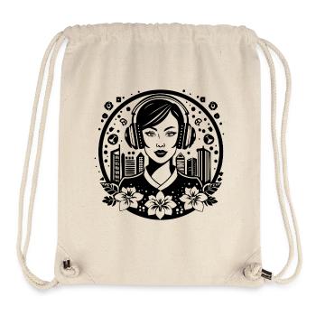 Streetwear – woman, headphones, hip-hop, cool - Stanley/Stella Recycled Gym Bag - natural - Front