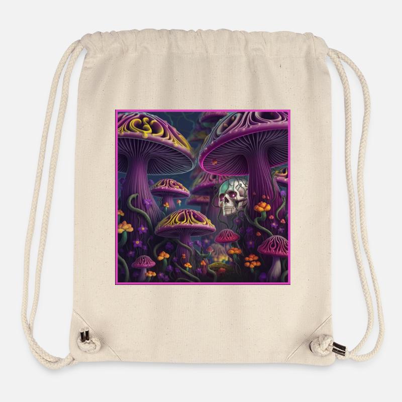 Champignon mystique Crâne Forêt - Sac à cordon recyclé Stanley/Stella - blanc naturel